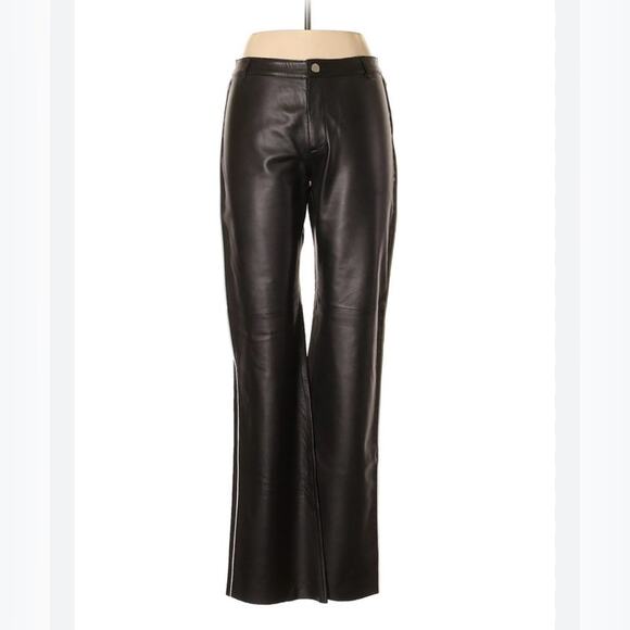 Biker pants ID/Entity by Lord &Taylor real leather riding‎ black woman’s size 10 - Picture 1 of 6